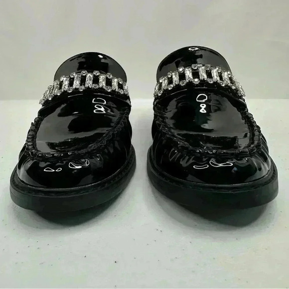 LOFT Women’s Crystal Black Patent Loafers Beautifuly Crystal Embellished Size 6M - Picture 3 of 15